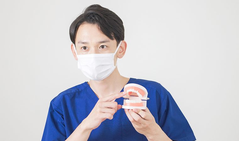 説明している歯科医